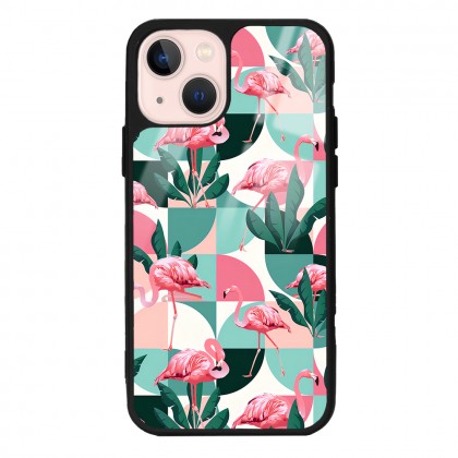 Retro Flamingo Duvar kağıdı Tasarımlı Glossy Telefon Kılıfı