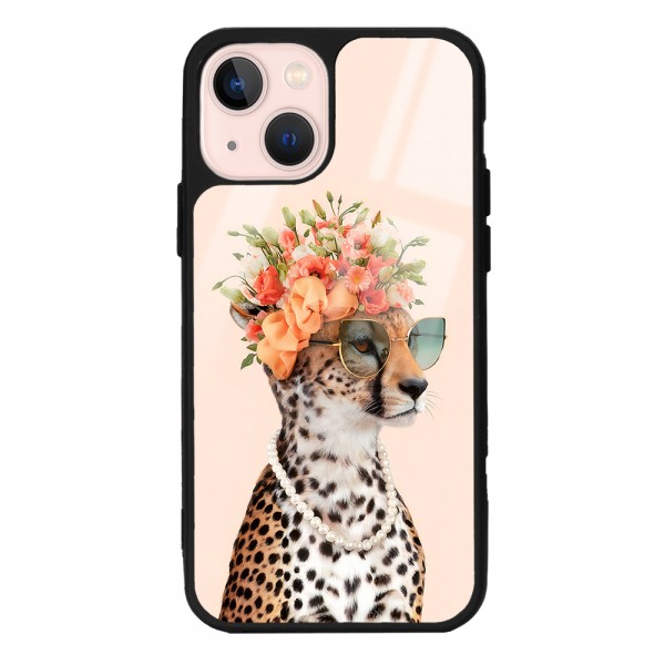 İnfluencer Leopar Kedi Tasarımlı Glossy Telefon Kılıfı