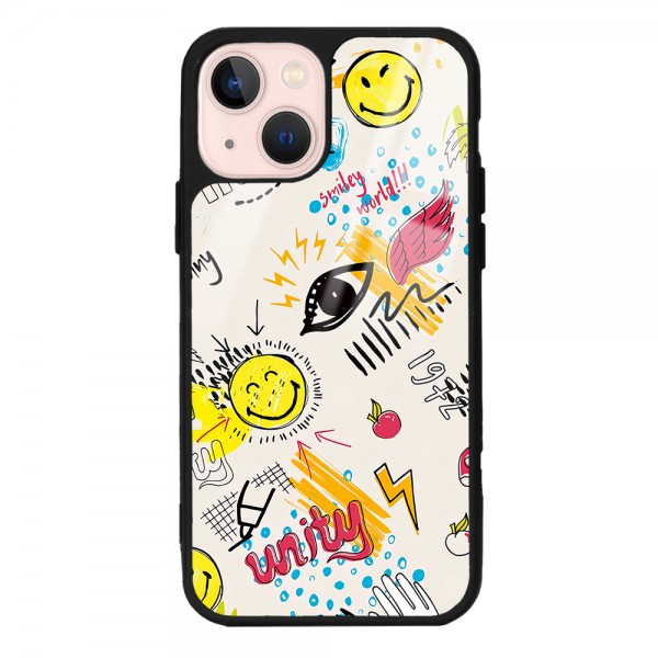 Doodle Emoji Tasarımlı Glossy Telefon Kılıfı