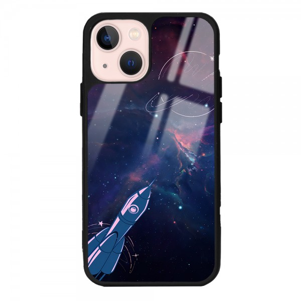 Space Rocket Tasarımlı Glossy Telefon Kılıfı