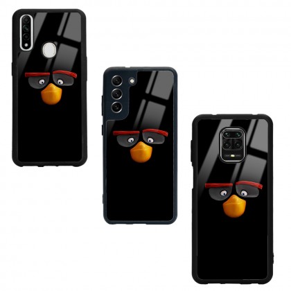 Black Angry Birds Tasarımlı Glossy Telefon Kılıfı
