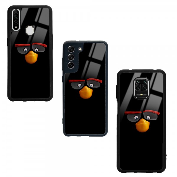 Black Angry Birds Tasarımlı Glossy Telefon Kılıfı