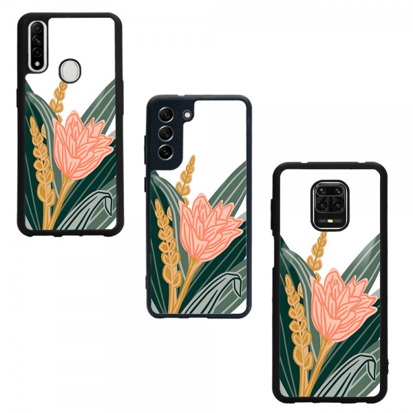 Beyaz Karanfil Tasarımlı Glossy Telefon Kılıfı