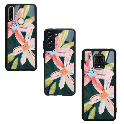 Suluboya Çiçek Tasarımlı Glossy Telefon Kılıfı
