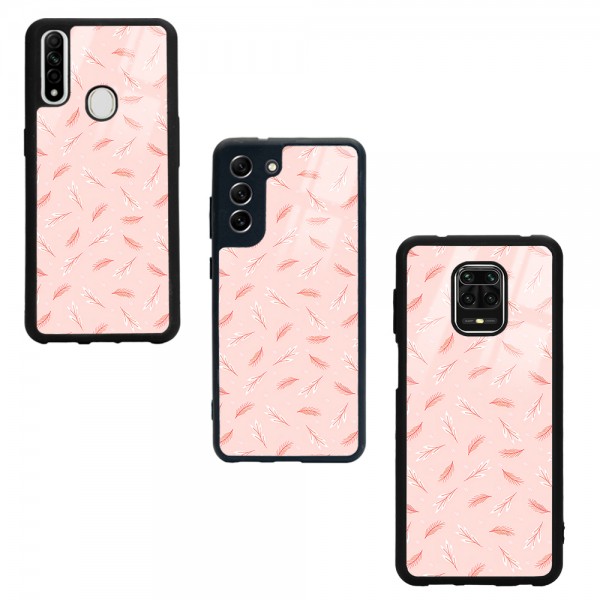Pudra Yapraklı Tasarımlı Glossy Telefon Kılıfı