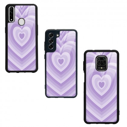 Lila Kalp Tasarımlı Glossy Telefon Kılıfı