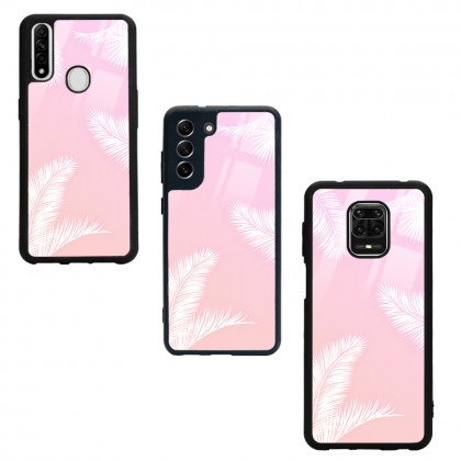Beyaz Palmiye Tasarımlı Glossy Telefon Kılıfı