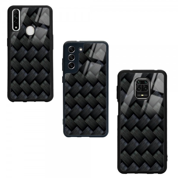 Siyah Hasır Tasarımlı Glossy Telefon Kılıfı