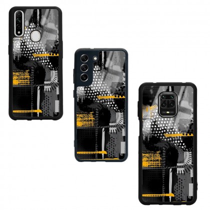 Yellow and Black Tasarımlı Glossy Telefon Kılıfı