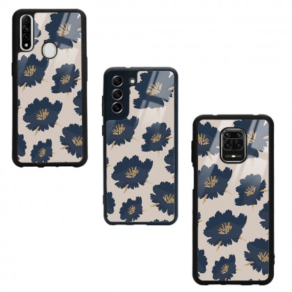 Blue Flowers Tasarımlı Glossy Telefon Kılıfı