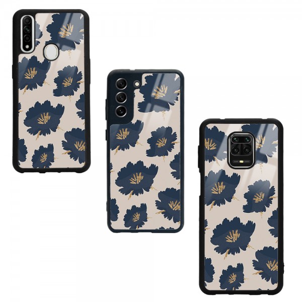 Blue Flowers Tasarımlı Glossy Telefon Kılıfı