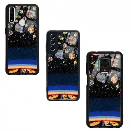Gezegenler Altında Kamp Tasarımlı Glossy Telefon Kılıfı