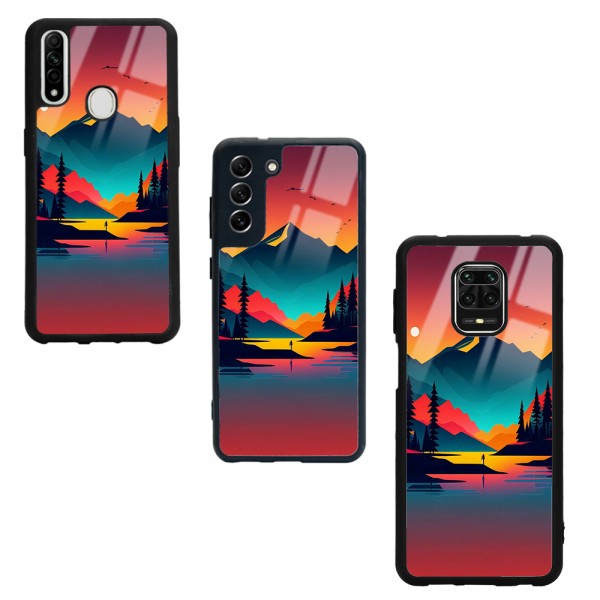 Günbatımı Tasarımlı Glossy Telefon Kılıfı