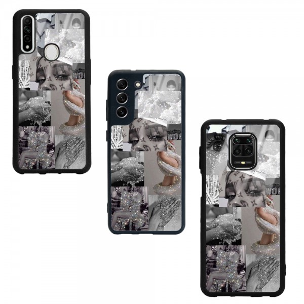 Silver Sticker Tasarımlı Glossy Telefon Kılıfı