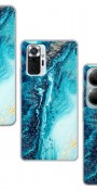 Mavi Kumsal Tasarımlı Şeffaf Telefon Kılıfı