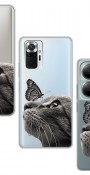 Kelebek Kedi Tasarımlı Şeffaf Telefon Kılıfı