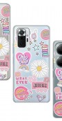 Pink Sticker Tasarımlı Şeffaf Telefon Kılıfı